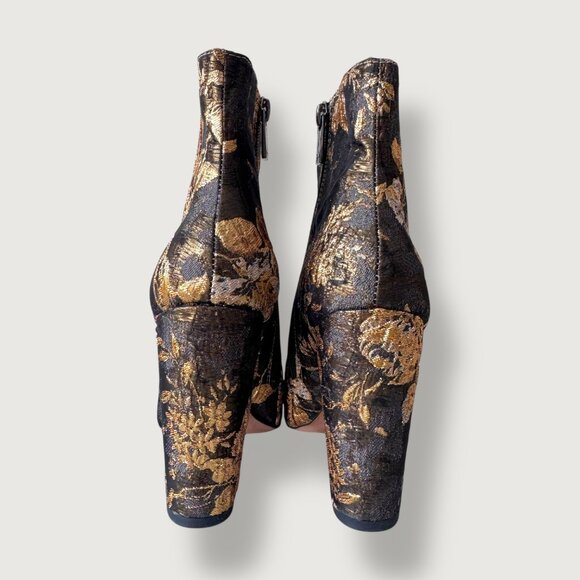 Jessica Simpson | Metallic Brocade Ankle Boots / Block Heel Booties | 6 | Chic - Picture 14 of 16